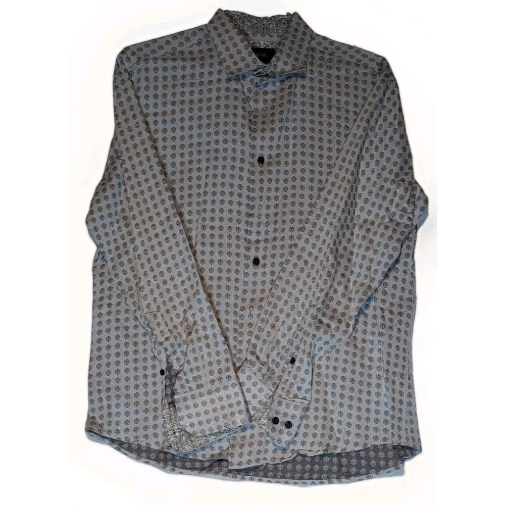 Tallia Mens L Gray Cotton Long Sleeve Button Down Shirt